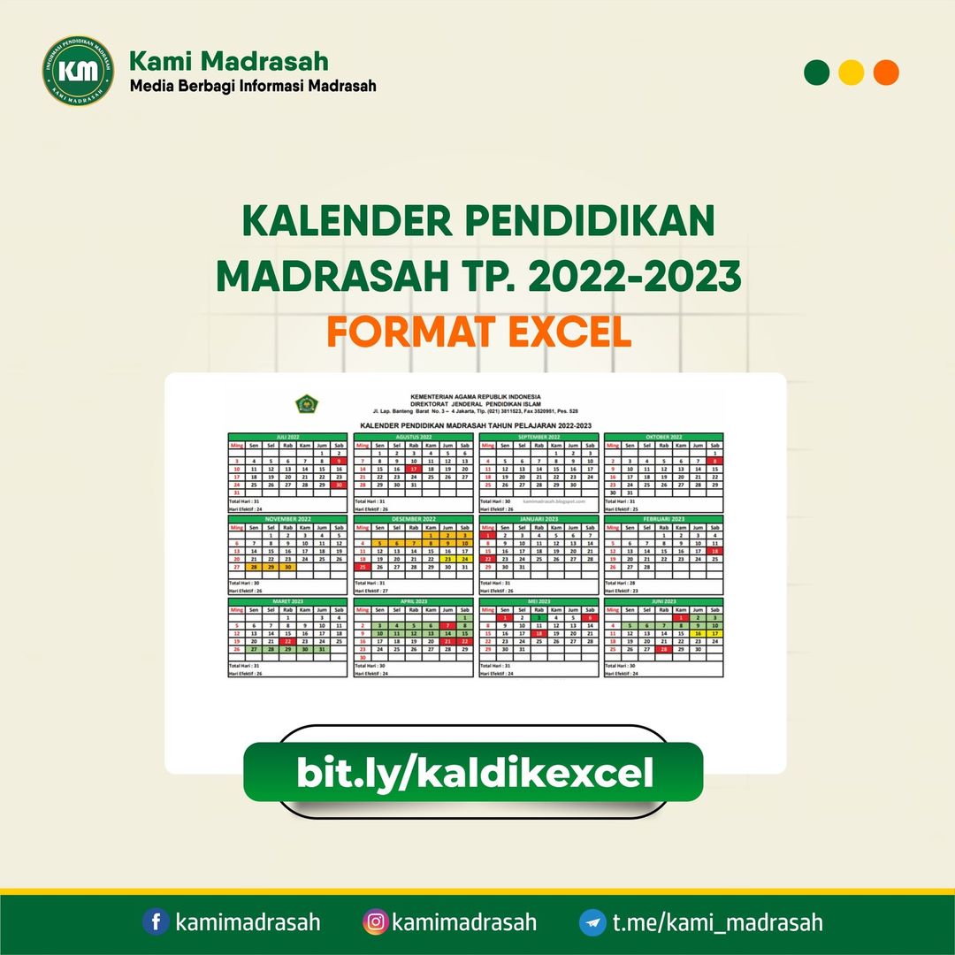Kalender Pendidikan Madrasah Tahun Pelajaran 2022-2023